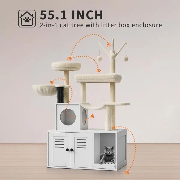 Litter Box Enclosure with Cat Tree,